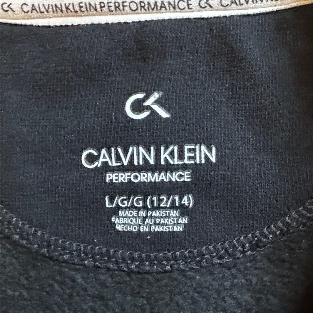 Calvin Klein Black Performance Sweatshirt size 11 to 14 Large crewneck cotton - Picture 3 of 5